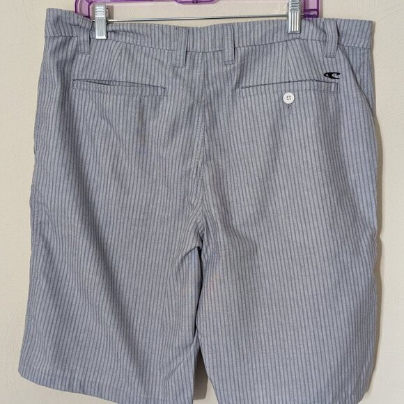 O'Neill Mens Gray Striped Flat Front 10.5" Inseam Skater Pockets Shorts, 36 - Picture 7 of 8